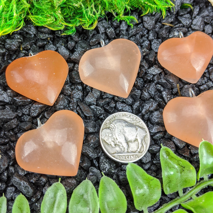 Orange Satin Spar Heart Pendants