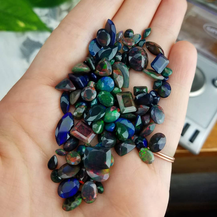 Faceted Smoked Black Welo Opal 5 carat Set