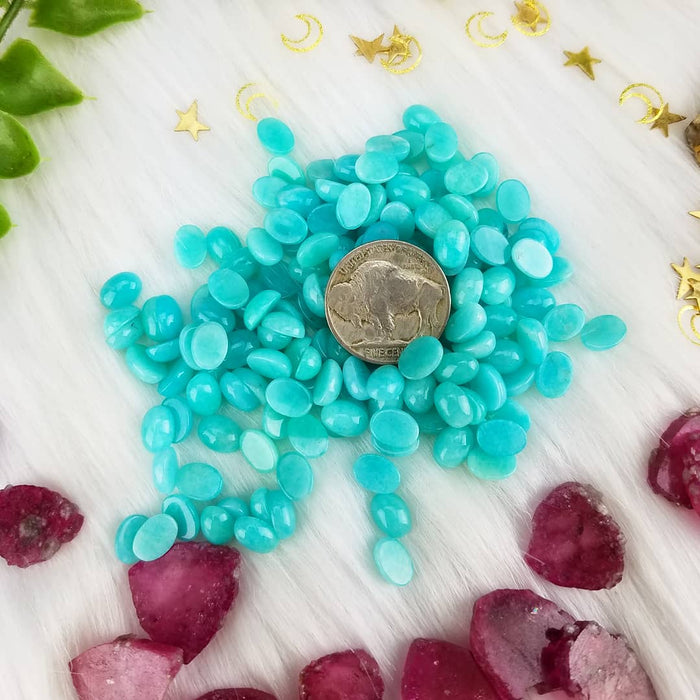 Amazonite Oval Cabochons, 6x8 mm