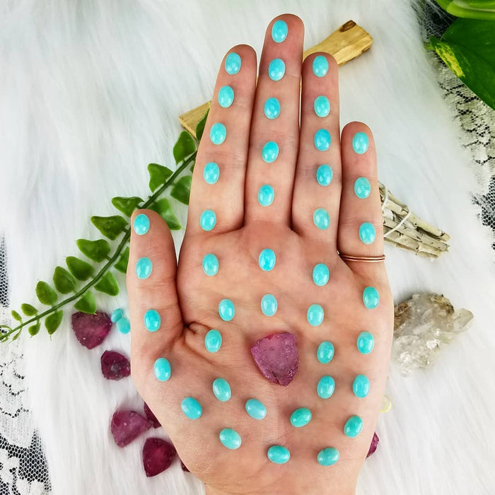 Amazonite Oval Cabochons, 6x8 mm