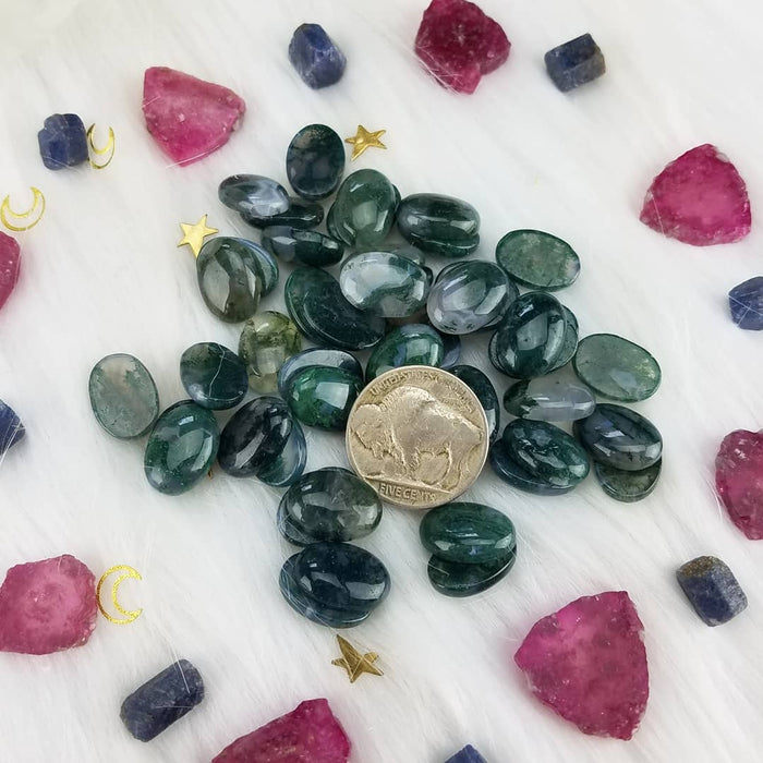 Moss Agate Oval Cabochons, 10x14mm