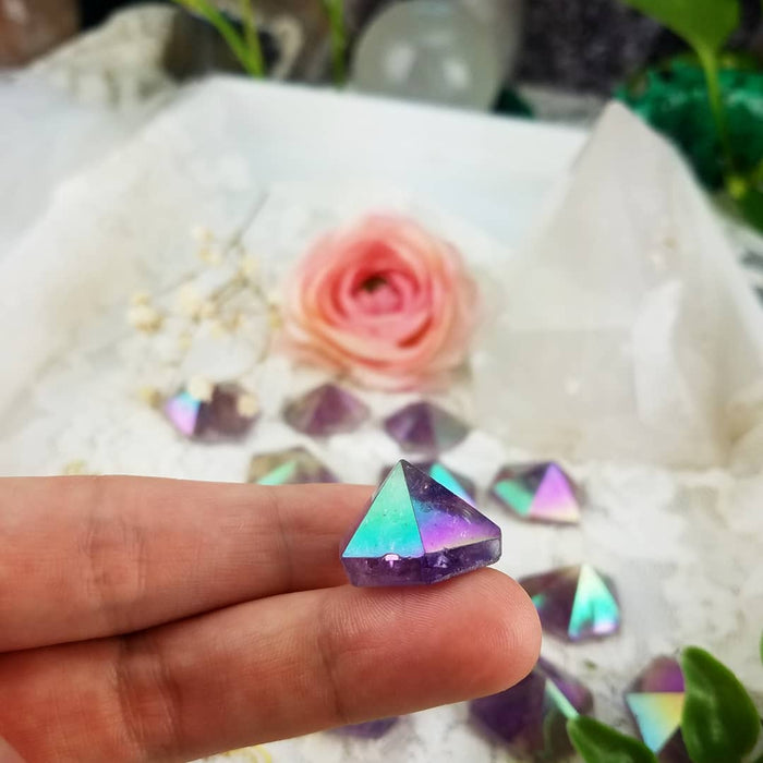 Aura Amethyst Hexagonal Pyramids