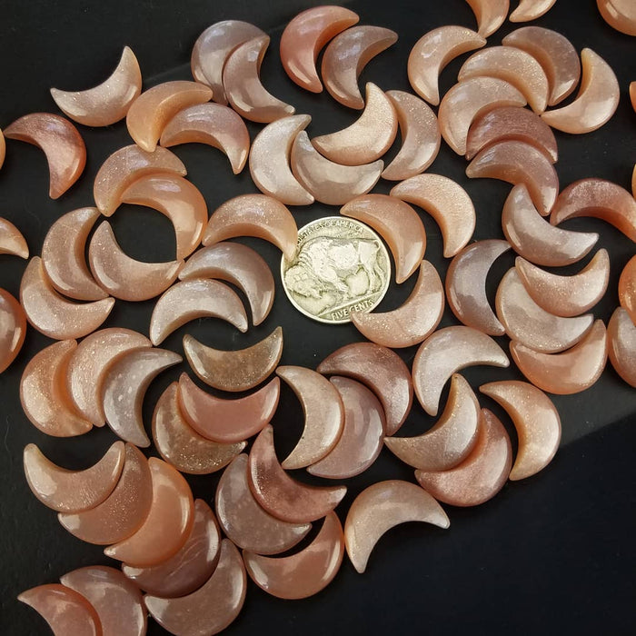 Peach Moonstone Crescent Moons