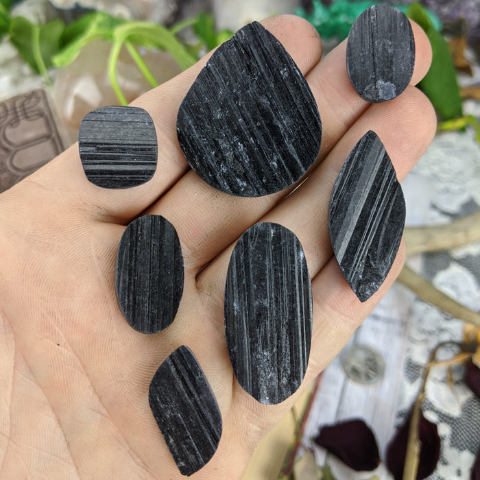 Black Tourmaline Druzy Cabochons