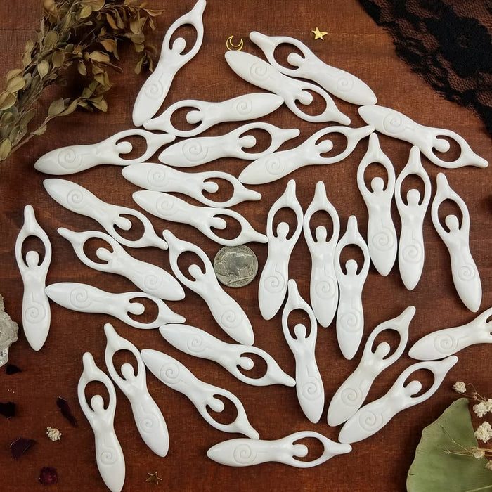 Goddess Bone Carvings, Drilled