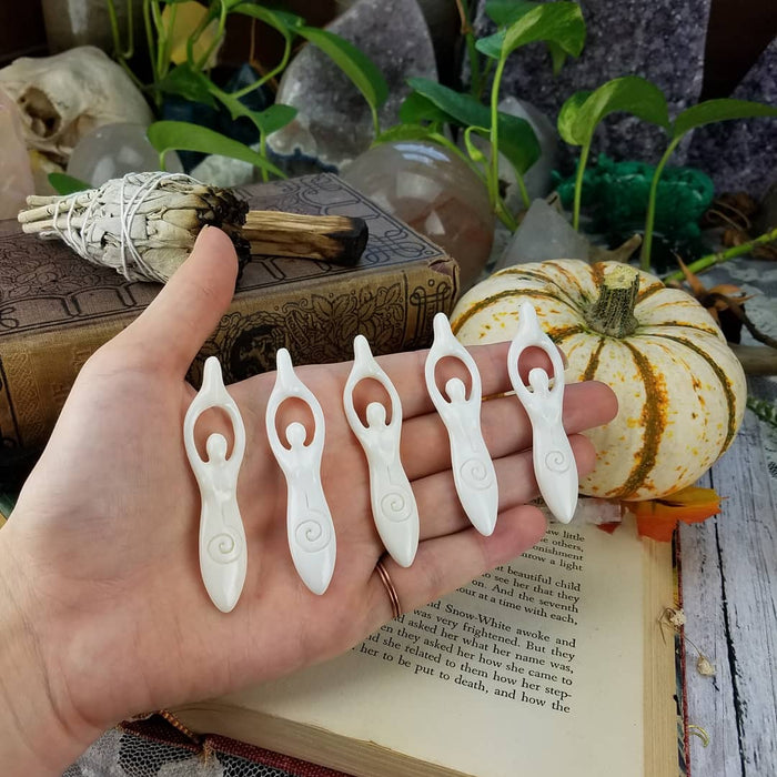 Goddess Bone Carvings, Drilled