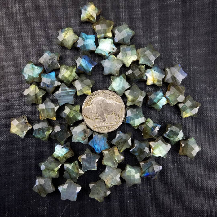 Faceted Labradorite Stars, 10mm