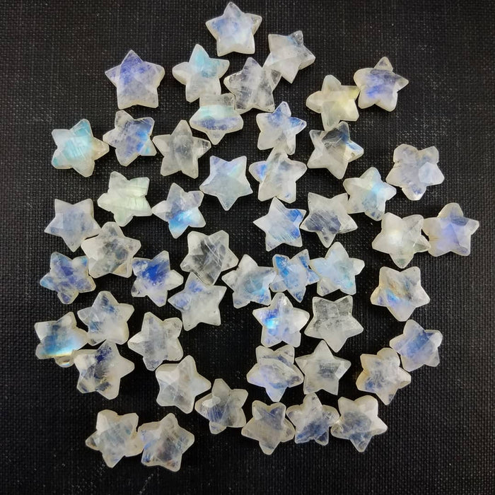 Faceted Moonstone Stars, 10mm