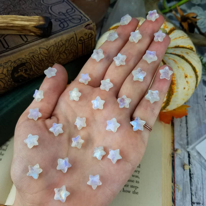 Faceted Moonstone Stars, 10mm