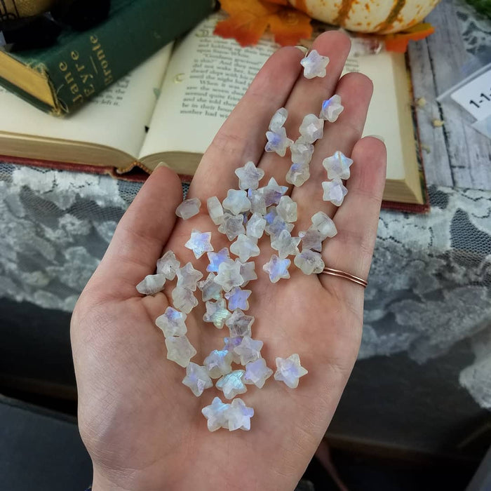 Faceted Moonstone Stars, 10mm