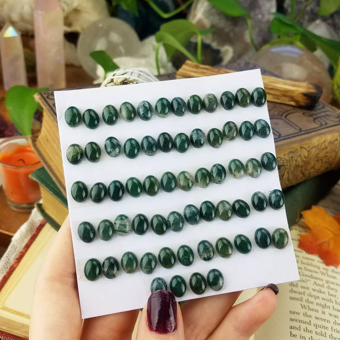 Moss Agate Cabochons, 7x9mm