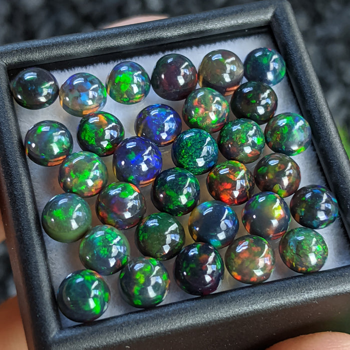 ~5mm Round Welo Smoked Black Opal Cabochons