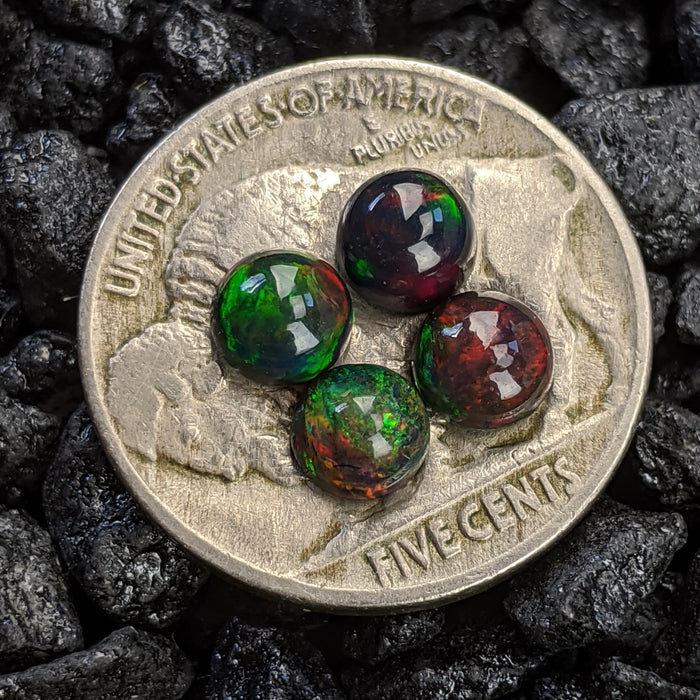 ~5mm Round Welo Smoked Black Opal Cabochons