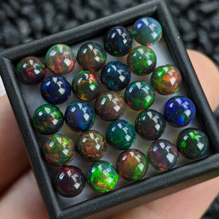 ~6mm Round Welo Smoked Black Opal Cabochons