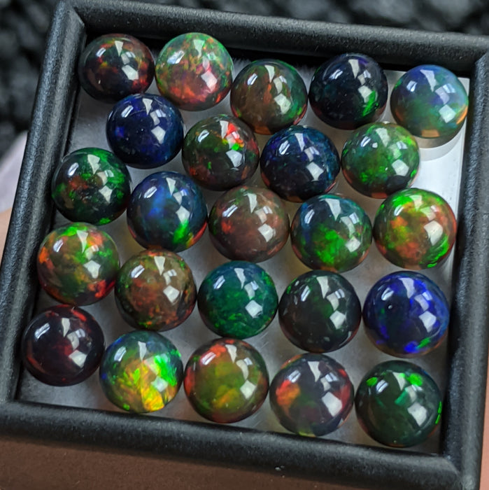 ~6mm Round Welo Smoked Black Opal Cabochons