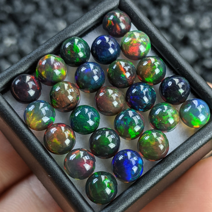 ~6mm Round Welo Smoked Black Opal Cabochons