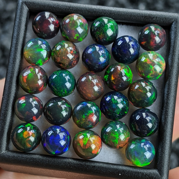 ~6mm Round Welo Smoked Black Opal Cabochons