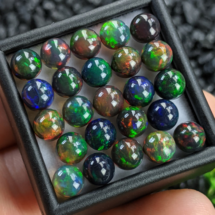 ~6mm Round Welo Smoked Black Opal Cabochons