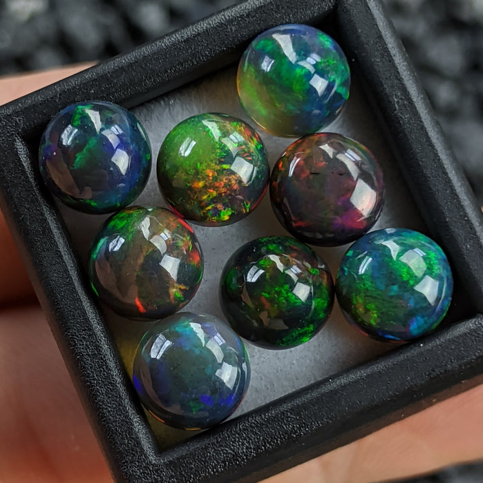 ~7mm Round Welo Smoked Black Opal Cabochons