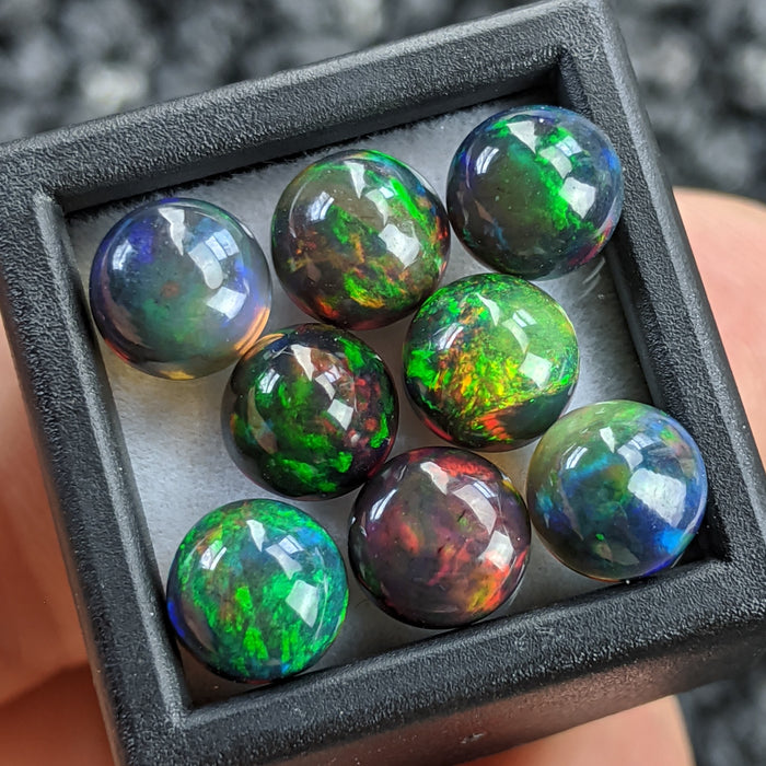 ~7mm Round Welo Smoked Black Opal Cabochons