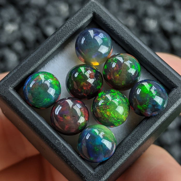 ~7mm Round Welo Smoked Black Opal Cabochons