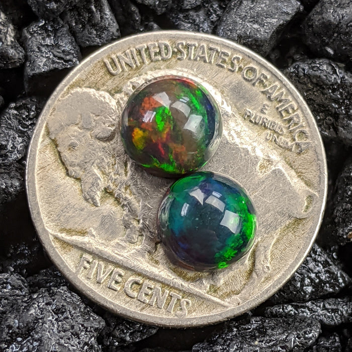 ~7mm Round Welo Smoked Black Opal Cabochons