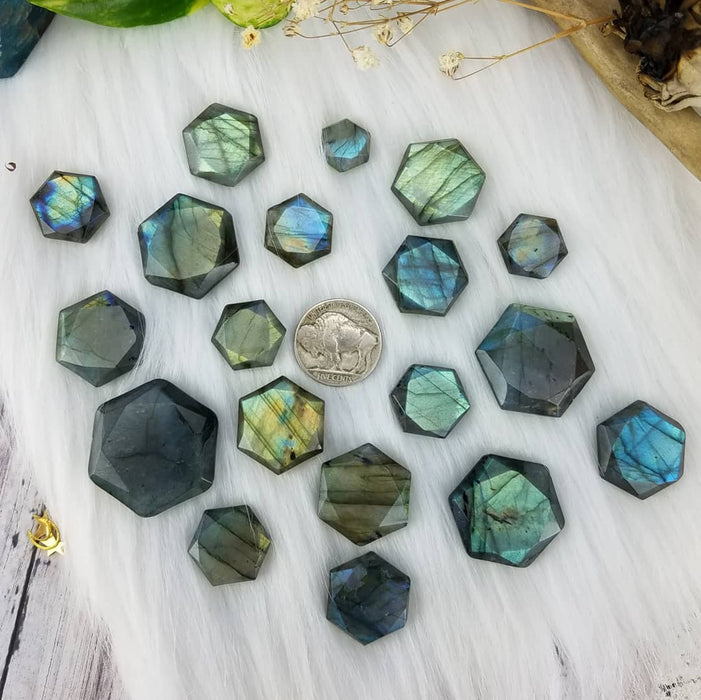 Labradorite Hexagonal Coins