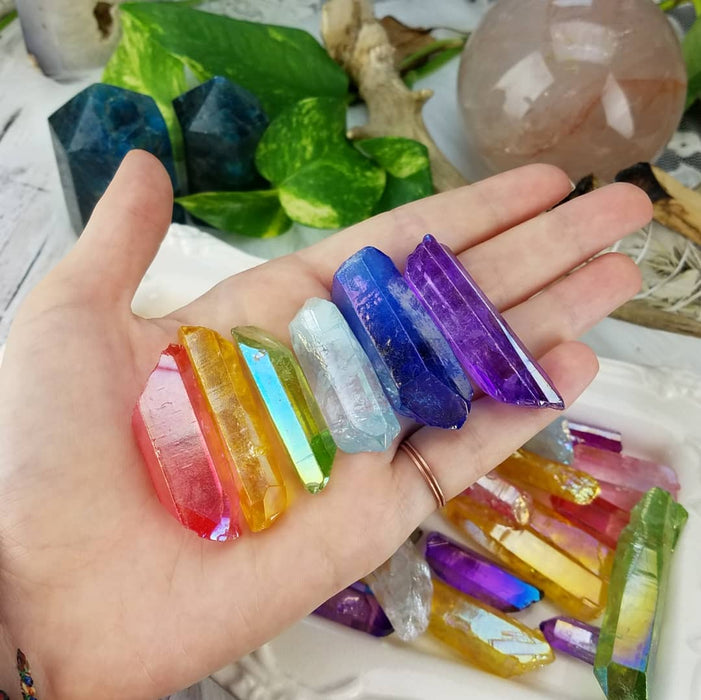 Aura Quartz Crystal Points, Spray Aura