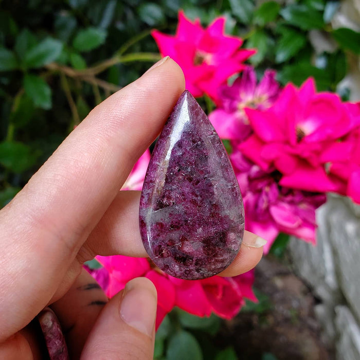 Rubellite in Quartz Cabochons