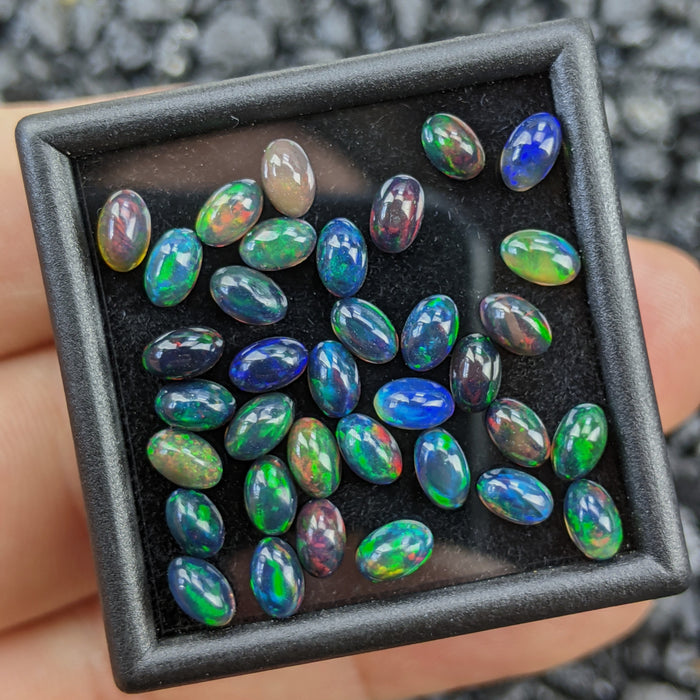 ~3x5mm Oval Welo Smoked Black Opal Cabochons