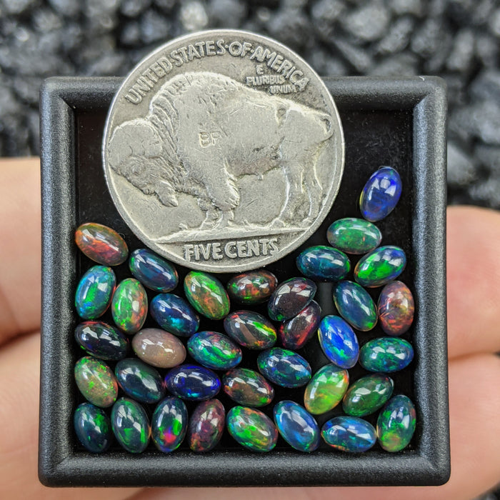 ~3x5mm Oval Welo Smoked Black Opal Cabochons