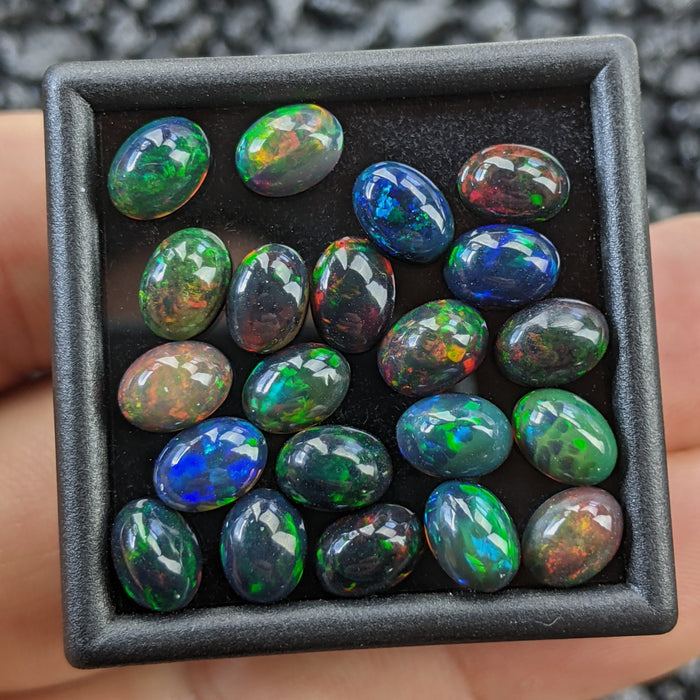 ~5x7mm Oval Welo Smoked Black Opal Cabochons