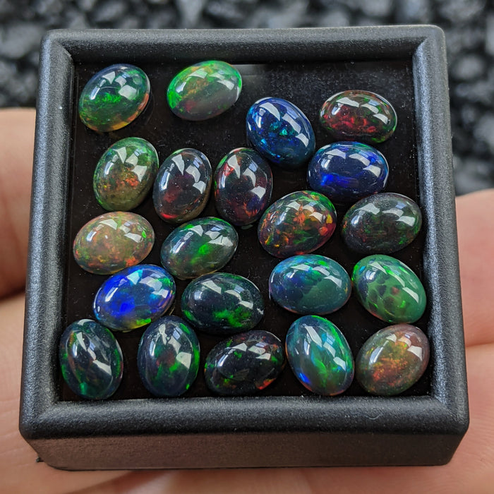 ~5x7mm Oval Welo Smoked Black Opal Cabochons