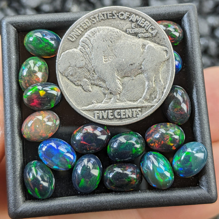 ~5x7mm Oval Welo Smoked Black Opal Cabochons