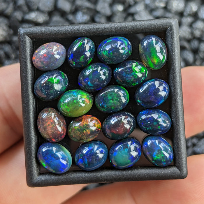 ~6x8mm Oval Welo Smoked Black Opal Cabochons