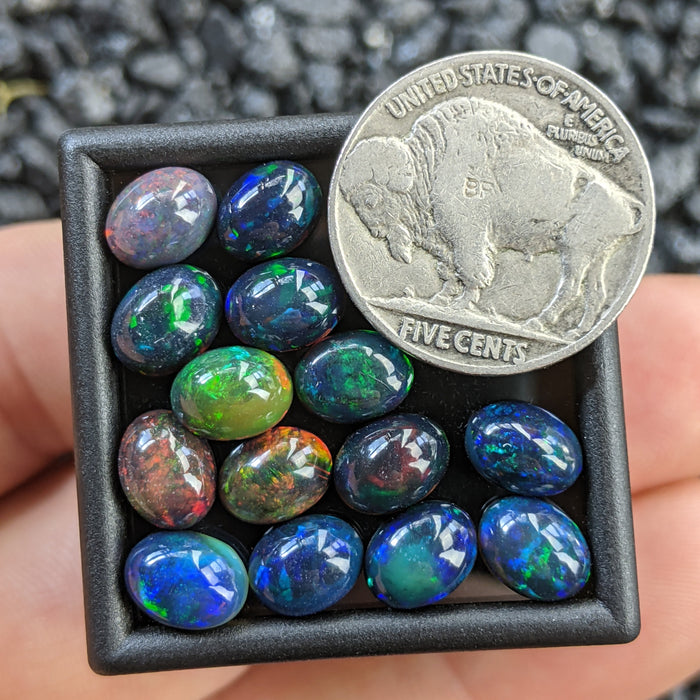 ~6x8mm Oval Welo Smoked Black Opal Cabochons