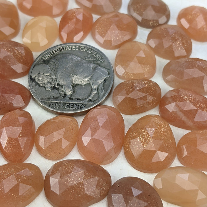 Peach Moonstone Rose Cut Cabochons