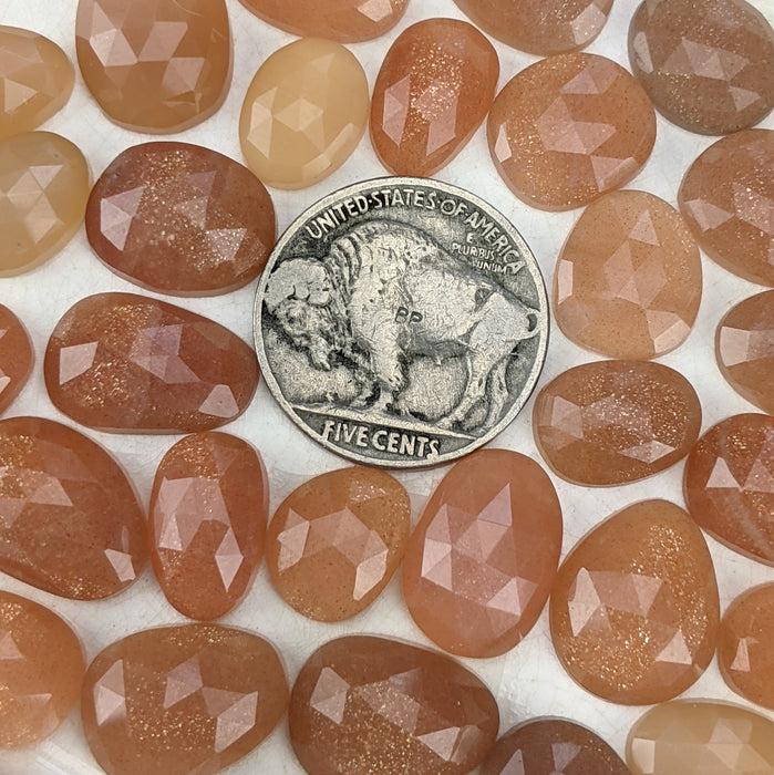 Peach Moonstone Rose Cut Cabochons