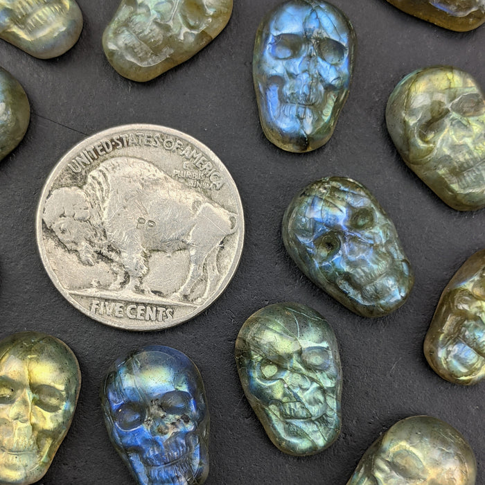 Labradorite Skull Cabochons, Mini