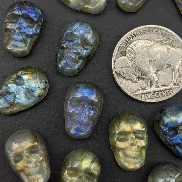 Labradorite Skull Cabochons, Mini