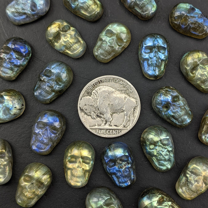 Labradorite Skull Cabochons, Mini