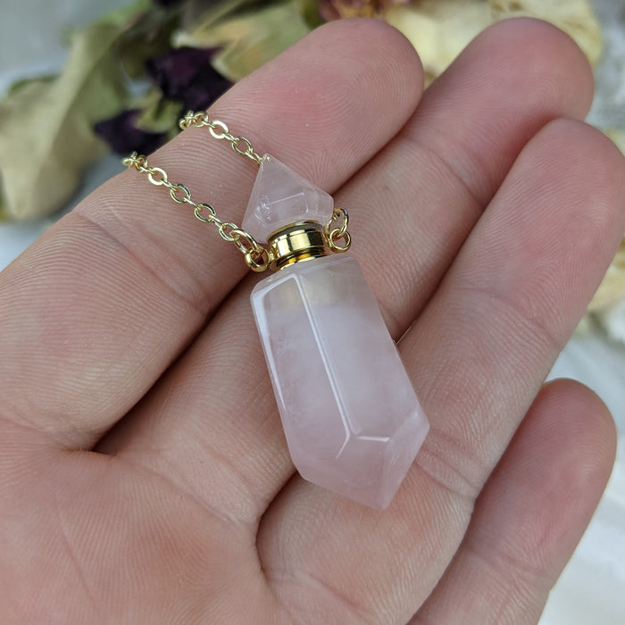 Rose Quartz Perfume Bottles, Double Terminated