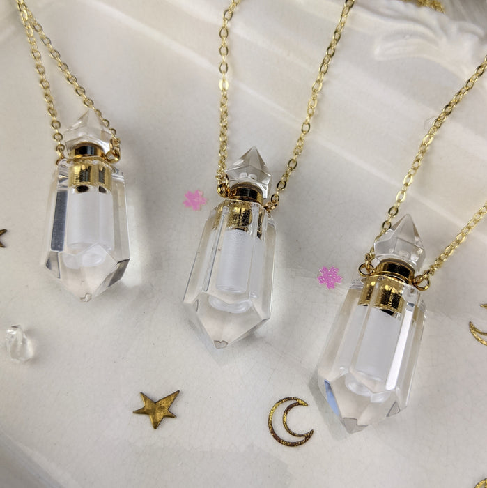 Clear Quartz Perfume Bottles, Double Terminated