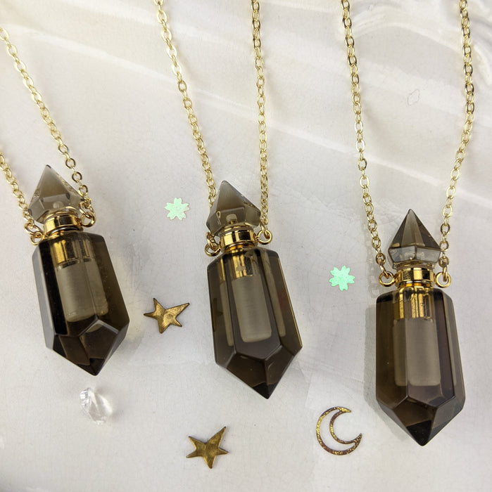 Smoky Quartz Perfume Bottles, Double Terminated