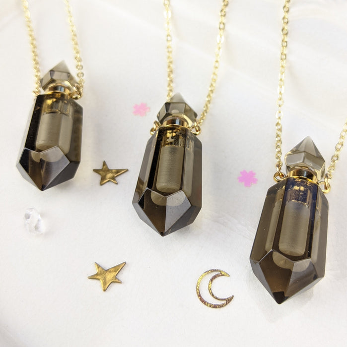 Smoky Quartz Perfume Bottles, Double Terminated