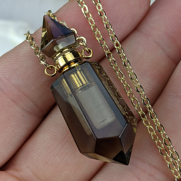 Smoky Quartz Perfume Bottles, Double Terminated