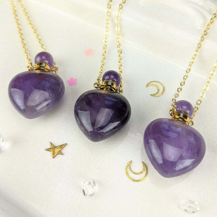 Amethyst Perfume Bottles, "Hearts"