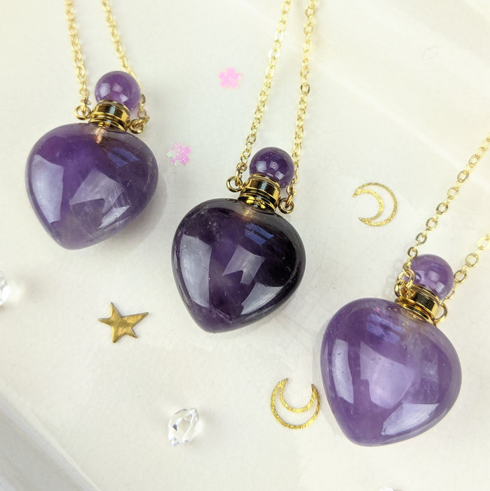 Amethyst Perfume Bottles, "Hearts"