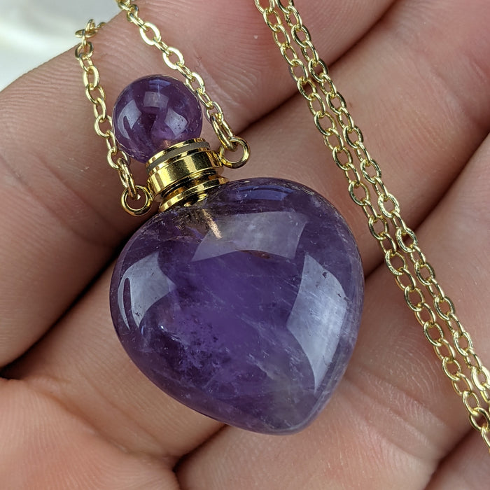 Amethyst Perfume Bottles, "Hearts"