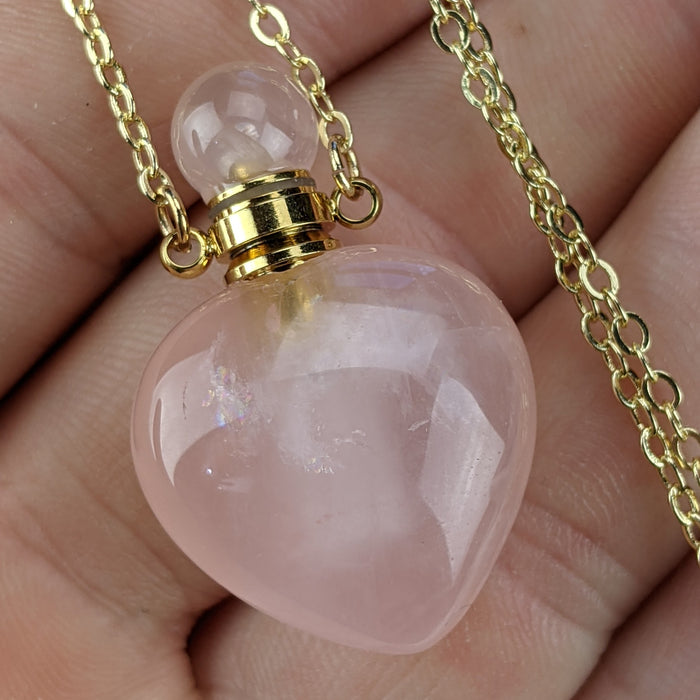 Rose Quartz Perfume Bottles, "Hearts"